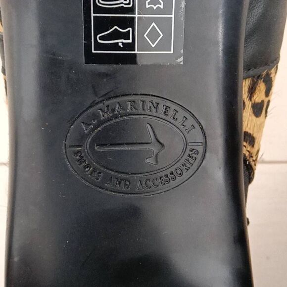 A. Marinelli Women's Leopard Print Suede Closed Toe Clog Heels Tan 7M - Picture 6 of 7